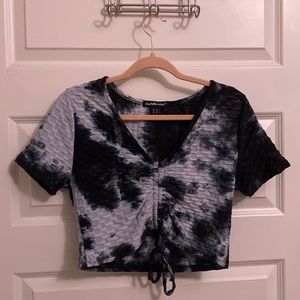 Acid wash pattern dark blues and grey